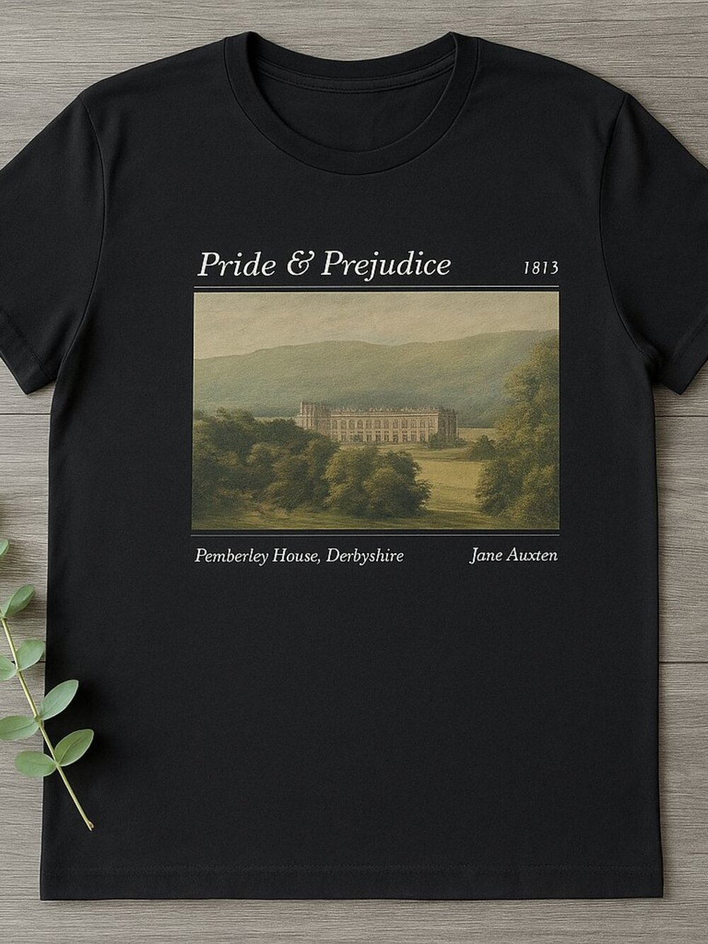 Pride and Prejudice T-Shirt, Pemberley House Jane Austen Literary Tee